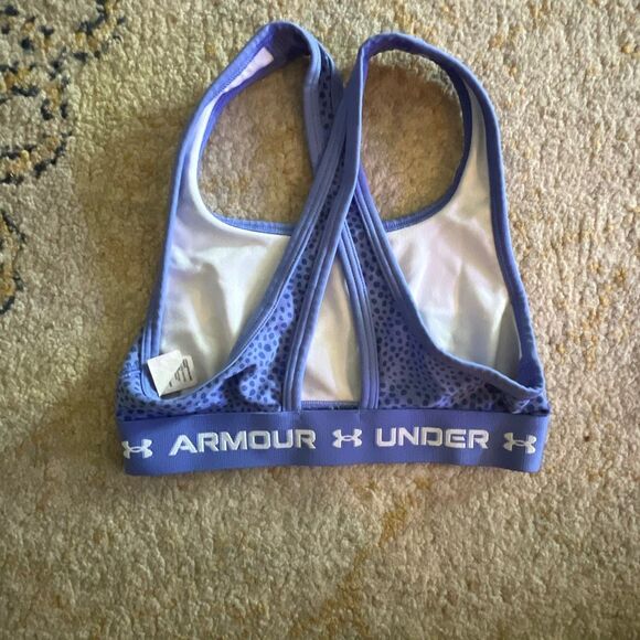Under Armour Girls Sports Bra – Blue with Dot Print – Size S - Picture 2 of 3